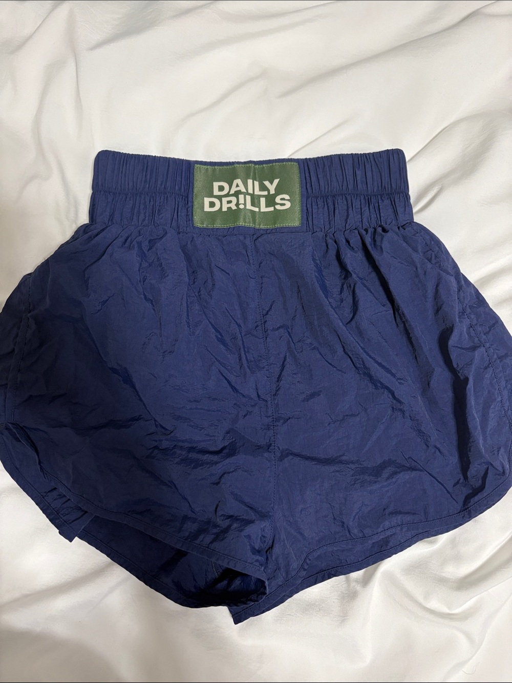 Daily Drills Navy Shorts with Olive Logo Patch